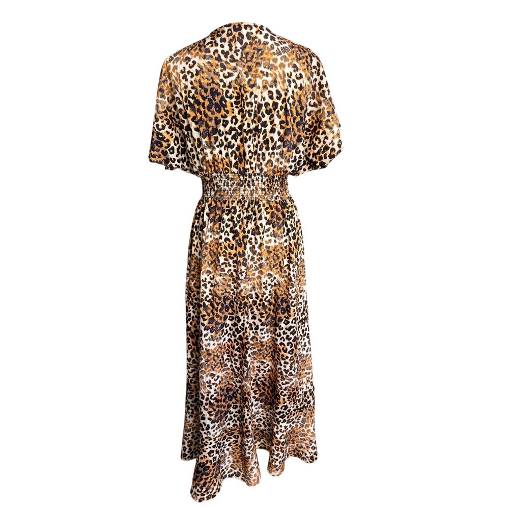 America & Beyond Leopard Print Kimono Coverup Duster Tie Waist Size Medium - Picture 2 of 7